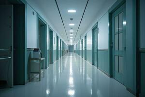 Corridor In Hospital Or Clinic. Generative AI. photo