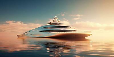 Luxury Yacht , copy space ,Generative AI photo