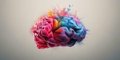 cerebro , colores muchos , Copiar espacio , generativo ai. foto