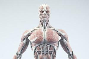 Muscles anatomy system isolated on white background ,Generative AI. photo
