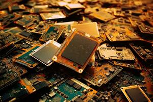 Computer ,laptop ,circuit chip waste ,Generative AI photo