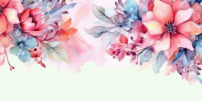 Watercolor floral pattern  ,Generative AI photo