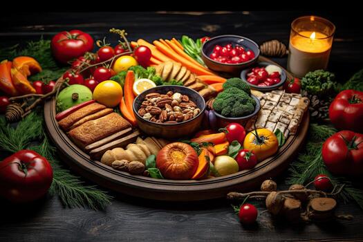 Healthy Food Containing Green and red fresh juices or smoothies ,healthy lifestyle concept,Generative AI. photo