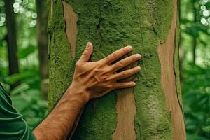 brazos abrazando árbol ,generativo ai. foto