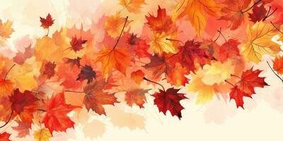 Fall Leaf Background Banner in Christmas day , Copyspace ,Generative AI. photo