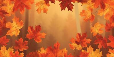 Fall Leaf Background Banner in Christmas day , Copyspace ,Generative AI. photo
