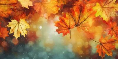 Fall Leaf Background Banner in Christmas day , Copyspace ,Generative AI. photo