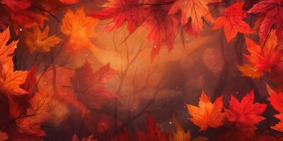 Fall Leaf Background Banner in Christmas day , Copyspace ,Generative AI. photo