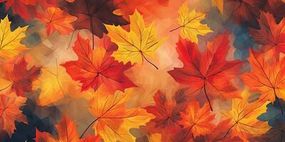 Fall Leaf Background Banner in Christmas day , Copyspace ,Generative AI. photo