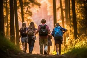 A group of young friends exploring the great outdoors,Generative AI photo