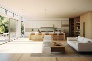 Modern minimalist home interior design,Generative AI. photo