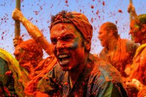 Celebration of Spanish Tradition and Culture.Spain's Famous Tomato Fight Festival ,Generative AI photo