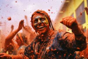 Celebration of Spanish Tradition and Culture.Spain's Famous Tomato Fight Festival ,Generative AI photo