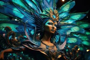 Dazzling Night Parade at Rio's Carnival Brazilia ,Generative AI photo