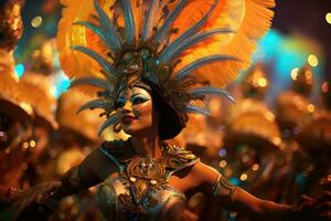 Dazzling Night Parade at Rio's Carnival Brazilia ,Generative AI photo