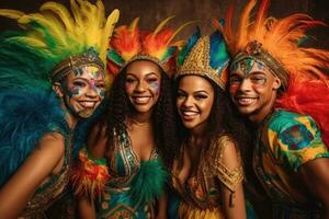 mujer teniendo divertido a el mardi gras carnaval fiesta, generativo ai foto