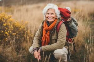 Successful hiker celebrating success on the cliff ,Generative AI photo