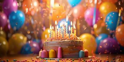 Birthday party balloons, colourful balloons background ,Generative AI photo