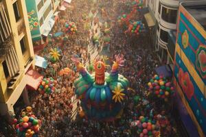 carnaval desfile en el calle en rio Delaware janeiro ,brasileño carnaval ,generativo ai foto