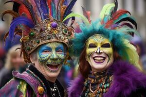 contento grupo s amigos, mardi hierba, nuevo orléans, Estados Unidos generativo ai foto