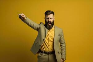 The manager of the company is a man, yells at his subordinates ,Generative AI. photo