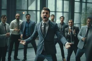The manager of the company is a man, yells at his subordinates at office ,Generative AI. photo
