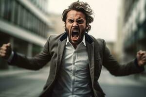 The manager of the company is a man, yells at his subordinates at office ,Generative AI. photo