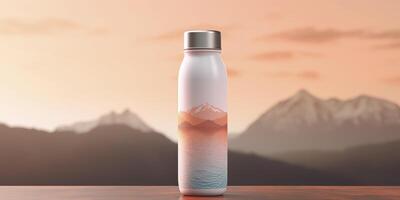 Water Bottle with beautiful background. Generative AI photo