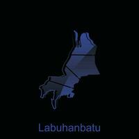 High detailed vector map of Labuhanbatu City modern outline, Logo Vector Design. Abstract, designs concept, logo, logotype element for template.