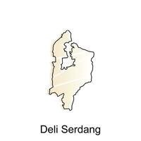 Map City of Deli Serdang Logo Vector Design. Abstract, designs concept, logos, logotype element for template.