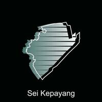 Map City of Sei Kepayang illustration design with outline on Black background, design template suitable for your company vector