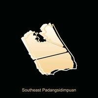 Map City of Southeast Padangsidimpuan illustration design with outline on Black background, design template suitable for your company vector