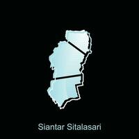 mapa ciudad de siantar sitalasari ilustración diseño con contorno en negro fondo, diseño modelo adecuado para tu empresa vector