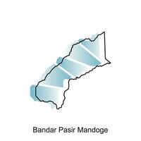 bandar pasir mandoge ciudad mapa de norte Sumatra provincia nacional fronteras, importante ciudades, mundo mapa país vector ilustración diseño modelo