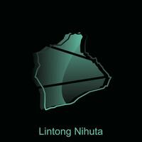 Map City of Lintong Nihuta illustration design with outline on Black background, design template suitable for your company vector