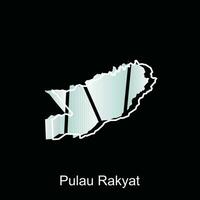 Pulau Rakyat City map of North Sumatra Province national borders, important cities, World map country vector illustration design template