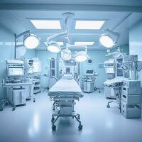equipment and medical devices in modern operating room. AI Generative photo