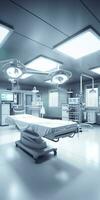 Modern equipment in operating room. Medical devices for neurosurgery. AI Generative photo