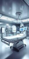 Modern equipment in operating room. Medical devices for neurosurgery. AI Generative photo