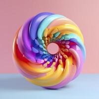 Abstract Rainbow Spiral. Soft and Rounded Forms Rendered in Tangled Perfection. AI Generative photo