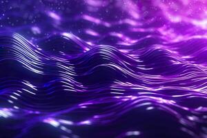 3D renders technological waves with purple, and vibrant colors. AI Generative photo