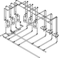 3D illustration of building piping vector