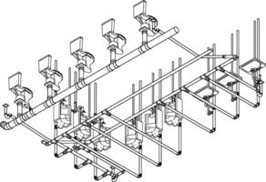 3D illustration of building piping vector