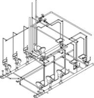 3D illustration of building piping vector