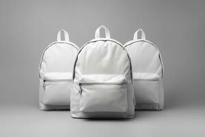 Stylish leather backpack on white background. Generative AI photo