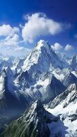 The beauty of a majestic and snow capped mountain range, with rugged peaks, AI Generative photo