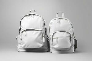 elegante cuero mochila en blanco antecedentes. generativo ai foto