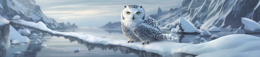 owl on a winter snow background. Generative AI photo