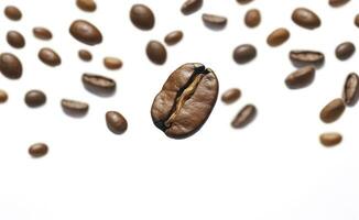 Coffee Bean flying on white background, 3d illustration. Generative AI photo