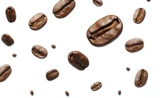 Coffee Bean flying on white background, 3d illustration. Generative AI photo